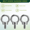 thumbnail image 4 of 10PCS Lifting Eye Bolt Screw 304 Stainless Steel Silver Heavy Duty M6 for Wire Rope Lifting, 4 of 7