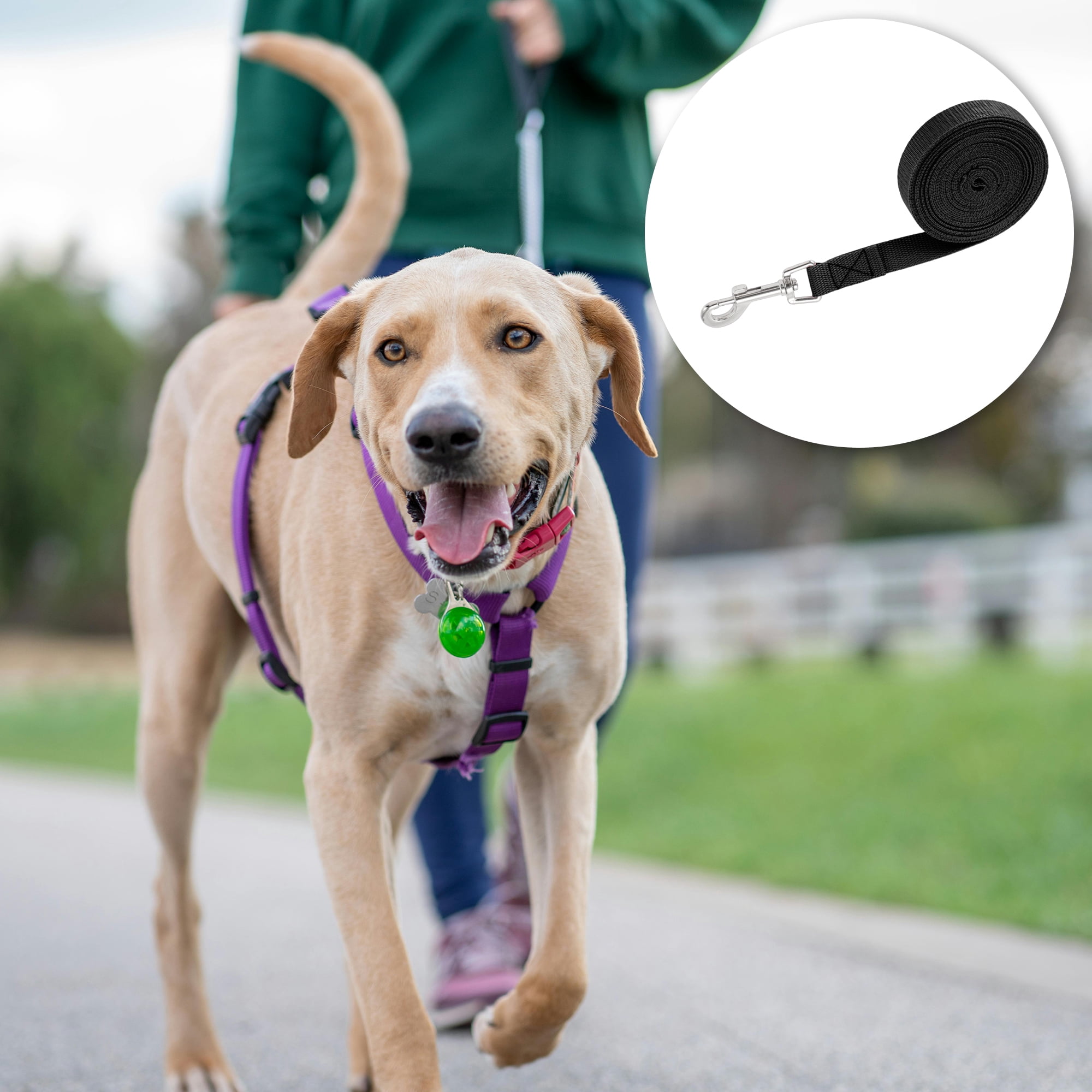 Unique Bargains 32.8ft Long Training Dog Leash Black