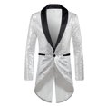 thumbnail image 5 of Esmoquin de lentejuelas brillante INSPIRE CHIC para chaqueta de solapa de hombre para fiestas de boda 2XL Plata, 5 of 5