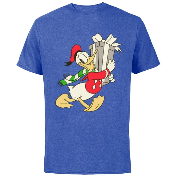 Disney Vintage Donald Duck with Holiday Present - Short Sleeve Cotton T-Shirt for Adults - Customized-Royal Heather