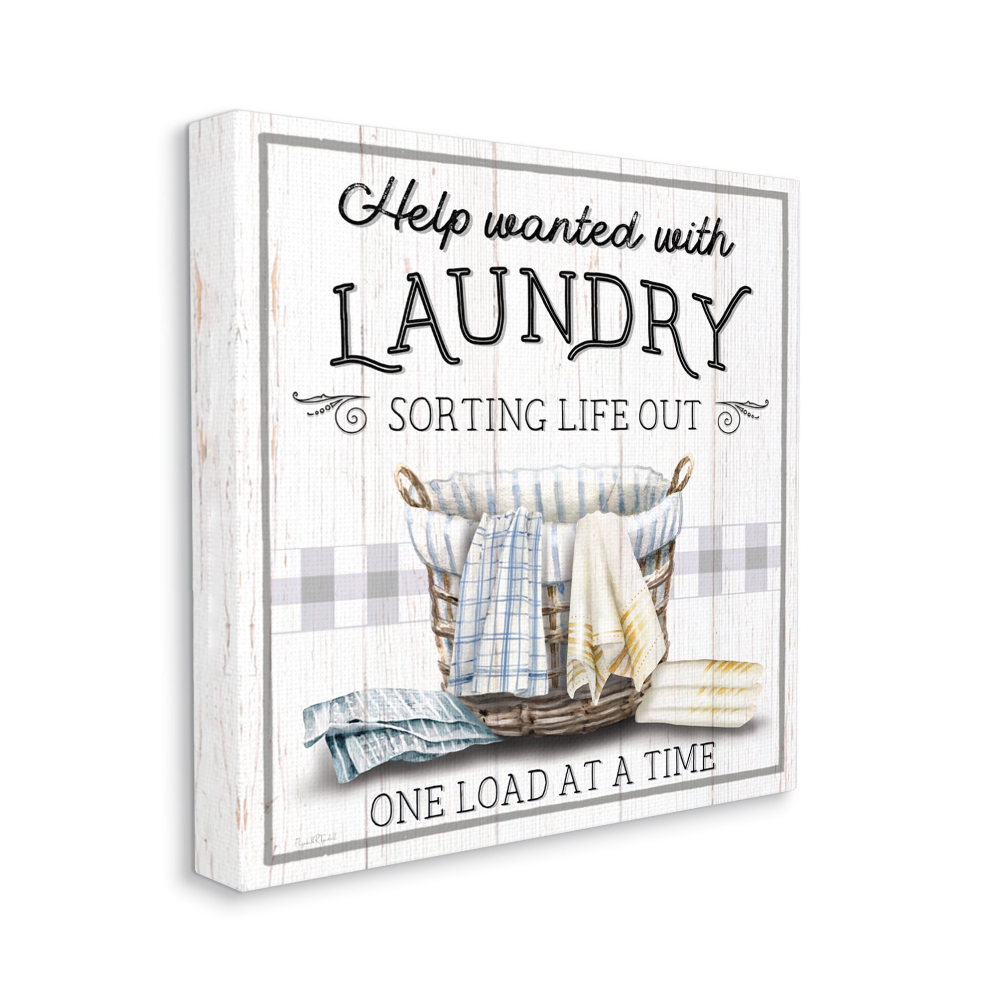 Stupell Industries Help Wanted Laundry Basket Typography Painting Gallery Wrapped Canvas Art Print Wall Art, 24 x 24