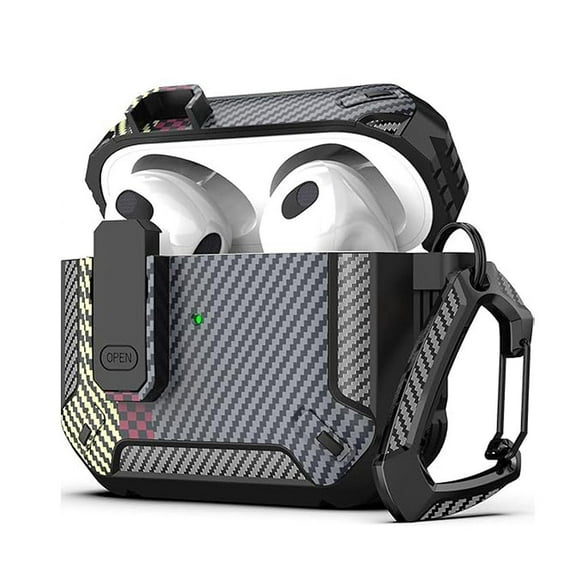 Headphone Case for AirPods 4rd Generation Case Cover, Hard Shell Protective Armor with Lock, Camouflage Starry Sky Carbon Fiber Pattern Headphone Protective Cover