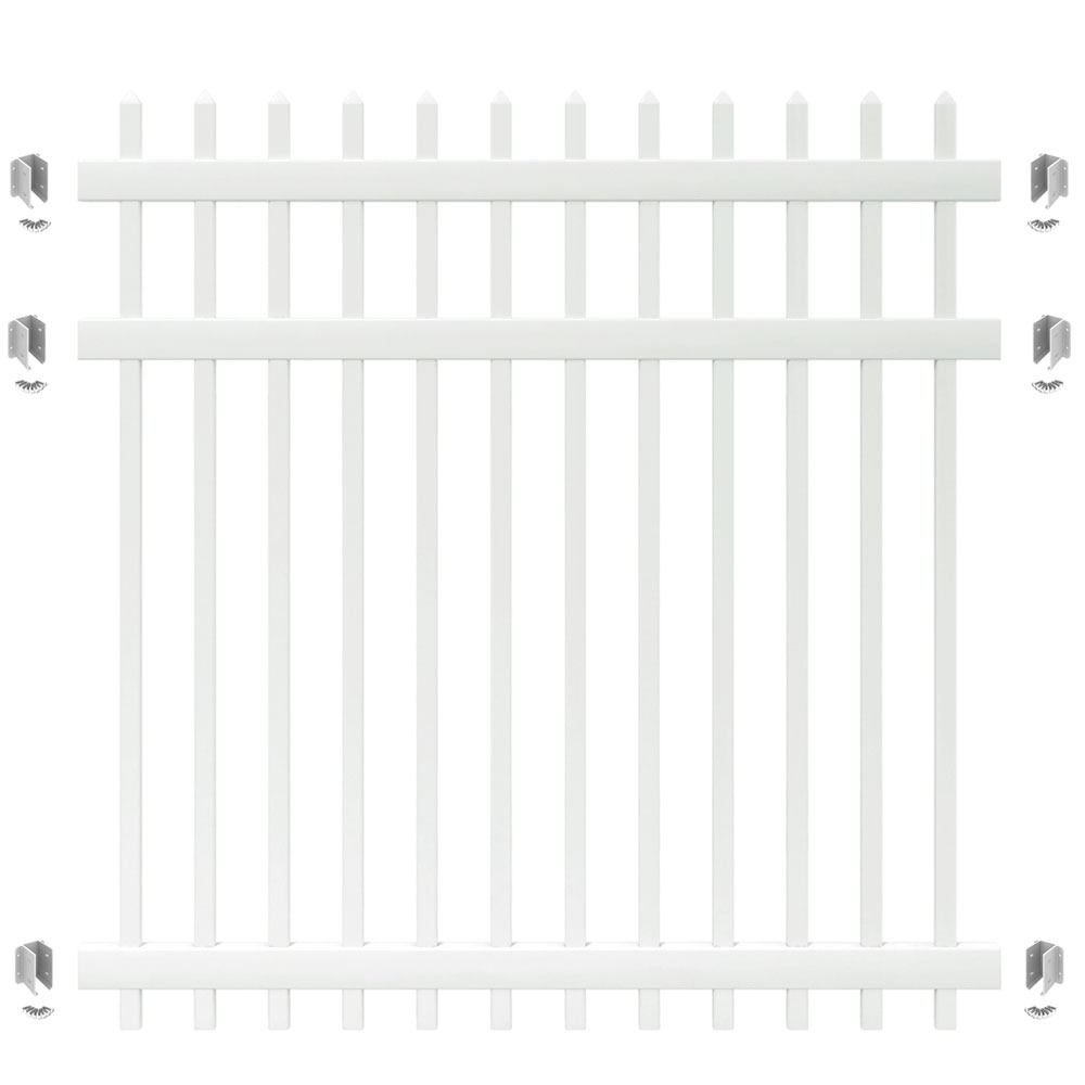 PicketLock 6 ft. x 6 ft. Pinehurst White Vinyl Spaced Picket Fence