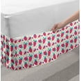 thumbnail image 2 of Strawberry Bed Skirt, Pattern of Doodle Zigzags Circles and Fruits, Elastic Bedskirt Dust Ruffle Wrap Around for Bedding Decor, 4 Sizes, Pink Seafoam White, by Ambesonne, 2 of 2