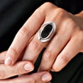 thumbnail image 3 of Two in One Oval Black Onyx and Pink MOP Inlay Sterling Silver Ring, 3 of 7