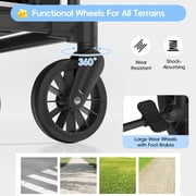 Reasea Stroller Wagon for 4 Kids,4 Seater Stroller Wagon with Adjustable Handles, 5-Point Safety Harness, Black