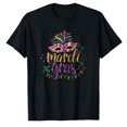 thumbnail image 1 of AALJY T-Shirt Mardi Gras pour Femmes Tenue de Carnaval Masque Graphique Col Rond T-Shirt Fleur-de-lis Manches Courtes Tee Parade, 1 of 5
