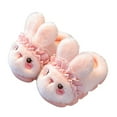 thumbnail image 2 of SGFCWSX Kids Bunny Plush Slippers Warm Indoor Footwear for Girls Boys Ruffled Cute Home Shoes Pink Size 9-9.5 Years, 2 of 5