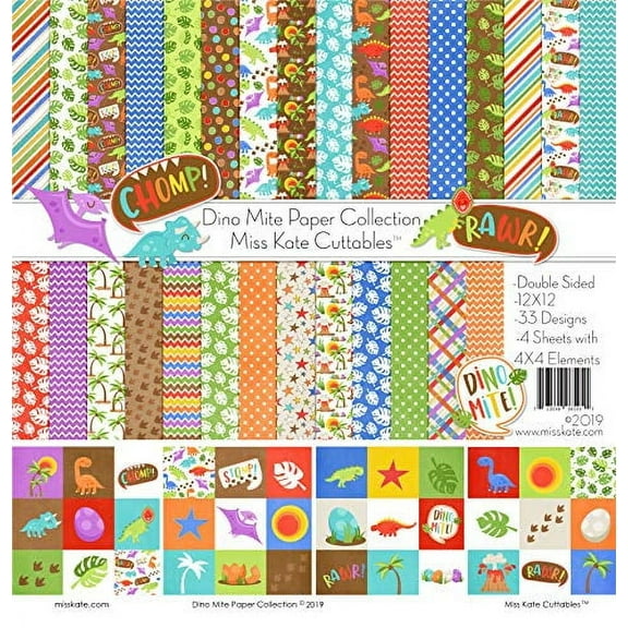 Pattern Paper Pack   Dino Mite   17 Double Sided 12"X12" Collection Includes 34 Patterns   Scrapbooking Card Making Crafting   By
