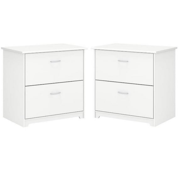 Home Square 2 Drawer Lateral Wood Filing Cabinet Set in White (Set of 2)