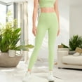 thumbnail image 3 of High Waist Seamless Full-Length Leggings with Stretchy Comfort Fit- Small, Green, 3 of 6