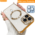 thumbnail image 2 of Funda magnética de moda para cargador inalámbrico Magsafe, funda chapada suave con Protector de lente para iPhone 15, 14 Plus, 13, 12, 11 Pro Max, 2 of 5