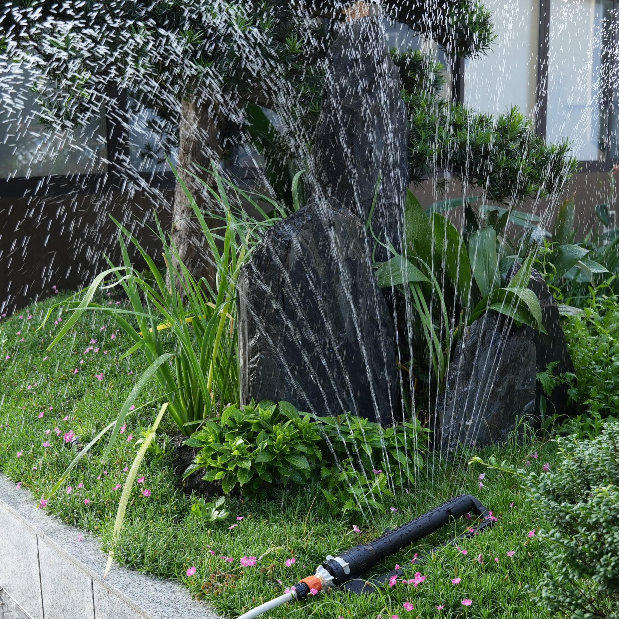 Strongway Turbo Oscillating Adjustable Sprinkler, 18 Nozzles, 35ft. Dia. Coverage, 3/4in. Connection