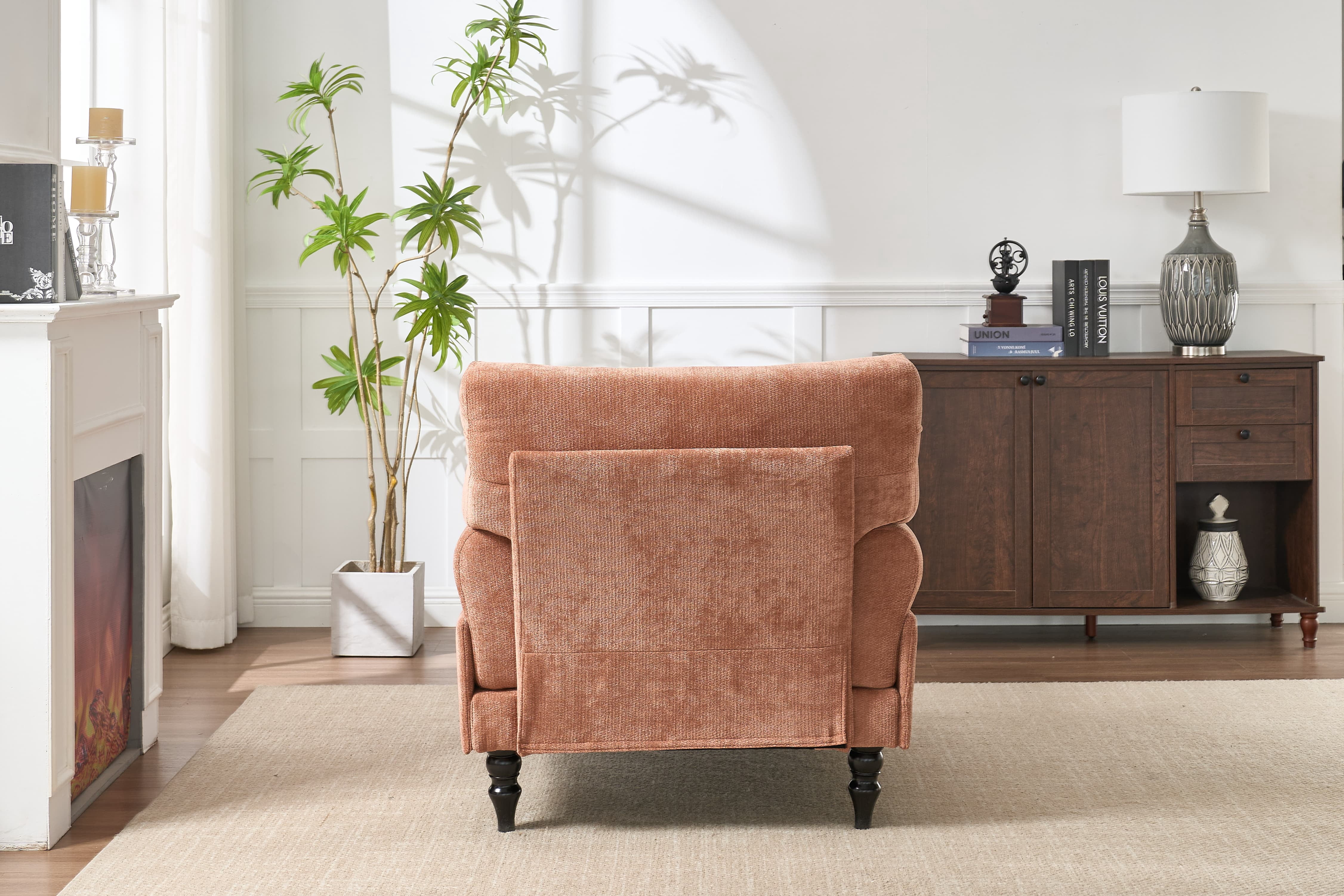 Chaise Lounge Indoor, Modern Upholstered Sleeper Chair and Sleeper Sofa for Living Room, Small Space, Orange
