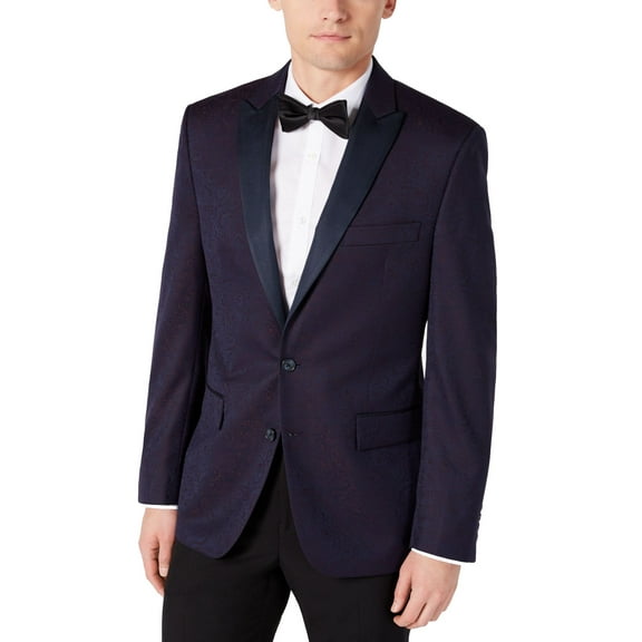 Mens Suit Jacket Burgundy 40R Paisley Tuxedo 40