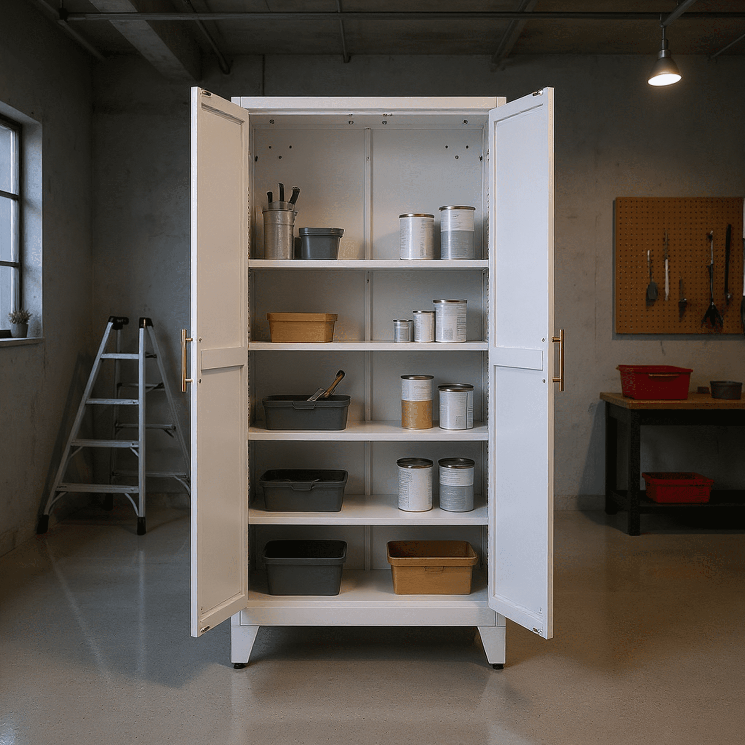 Homy Casa 71" Tall Garage Storage Cabinet with Adjustable Shelves, Heavy Duty Utility Organizer White