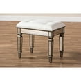 thumbnail image 7 of Baxton Studio Marielle Hollywood Regency Glamour Style Off White Fabric Upholstered Mirrored Ottoman Vanity Bench, 7 of 7