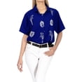 thumbnail image 4 of HAPPY BAY Women's Casual Solid Hawaiian Short Sleeve Blouse Shirt T-Shirt Blouses Button Up Dress Tee Shirts Tops for Women XL Lapis, Parrot, 4 of 5