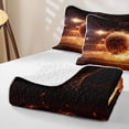 thumbnail image 4 of Castle Fairy Basketball Flame Quilt King,Sport Theme King Coverlet Set,Black Brown Gold, 4 of 7