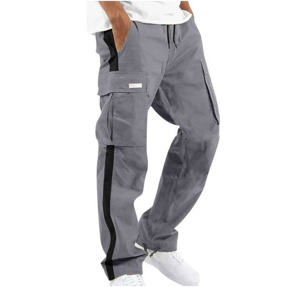 RKSTN Mens Cargo Pants Relaxed Fit Sport Pants Jogger Sweatpants Drawstring Outdoor Patchwork Trousers with Pockets