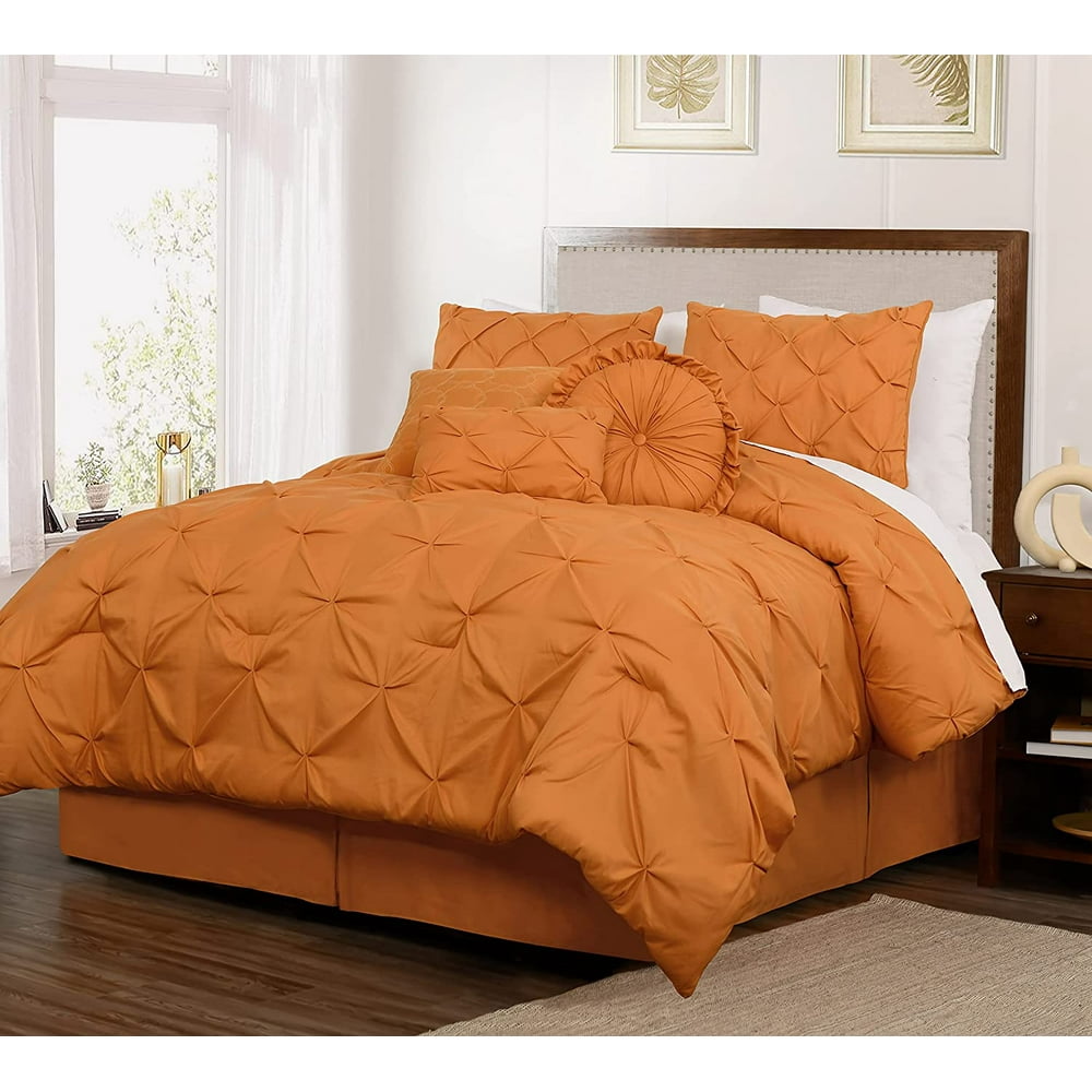 Chezmoi Collection Sydney 7Piece Pintuck Pinch Pleat Comforter Set