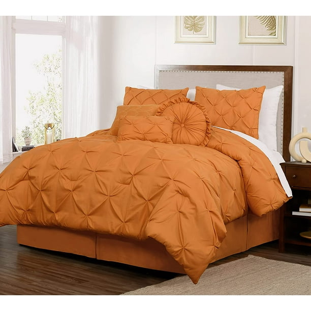 Chezmoi Collection Sydney 7Piece Pintuck Pinch Pleat Comforter Set