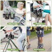 KDD Stroller Cup Holder, Cup Holder Universal with Phone Rack, Suit Wheelchair, Walker, Bike, Scooter, Black