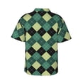 thumbnail image 3 of Uemuo Green Squares Printed Regular Fit Short Sleeve Casual Hawaiian Shirt for Men,Aloha shirt,Tropical shirt,Floral print shirt,Vacation Beach shirt-Medium, 3 of 9