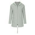 thumbnail image 5 of Women's Mid-length Zip Up Jacket Lighweight Hoodie Solid Zipper Long Sleeve Coat Hooded Sweatshirt Dress, 5 of 5
