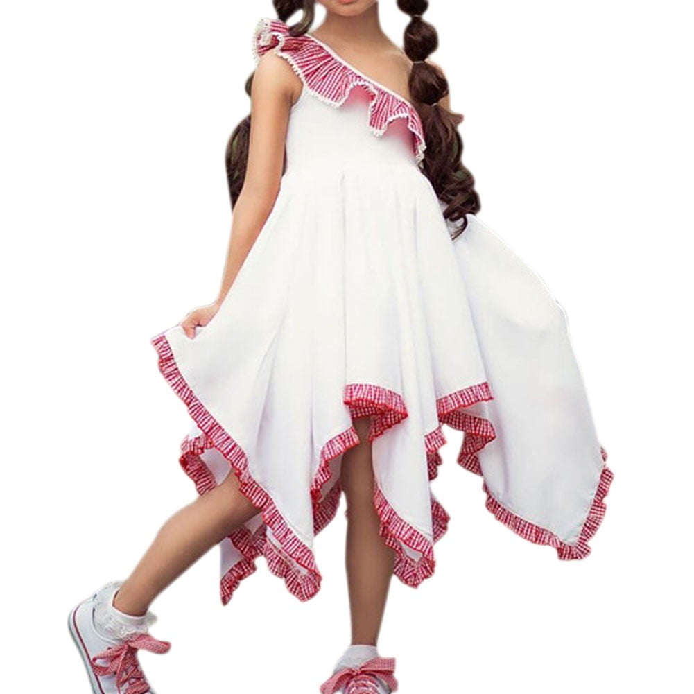 Little Girls Toddler Girls Summer Princess Dress Ruffle Trim One