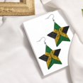 thumbnail image 4 of Leather Earrings Dangle For Women Jamaica Flag Proud Jamaicans Trendy Star Earrings Lightweight Fashion, 4 of 6