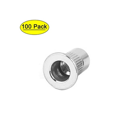 

Uxcell M5 Aluminum Flat Head Rivet Nut Rivnut Insert Nutsert Silver Tone (100-pack)
