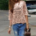 thumbnail image 3 of Giftesty Womens Plus Size Women Fashion Solid Sequin Shirt Round Neck Blouse Half Sleeve Loose Tops, 3 of 7