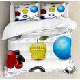 thumbnail image 1 of Fitness Duvet Cover Set King Size, Realistic Vivid Workout Items Burning Calories Weight Loss Athletic Motivation, Decorative 3 Piece Bedding Set with 2 Pillow Shams, Multicolor, by Ambesonne, 1 of 3