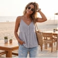 thumbnail image 6 of Spaghetti Strap Tank Tops for Women V Neck Button Down Shirts Ruched Casual Blouses Lightweight Summer Cami Tops,Light Gray ,L, 6 of 10
