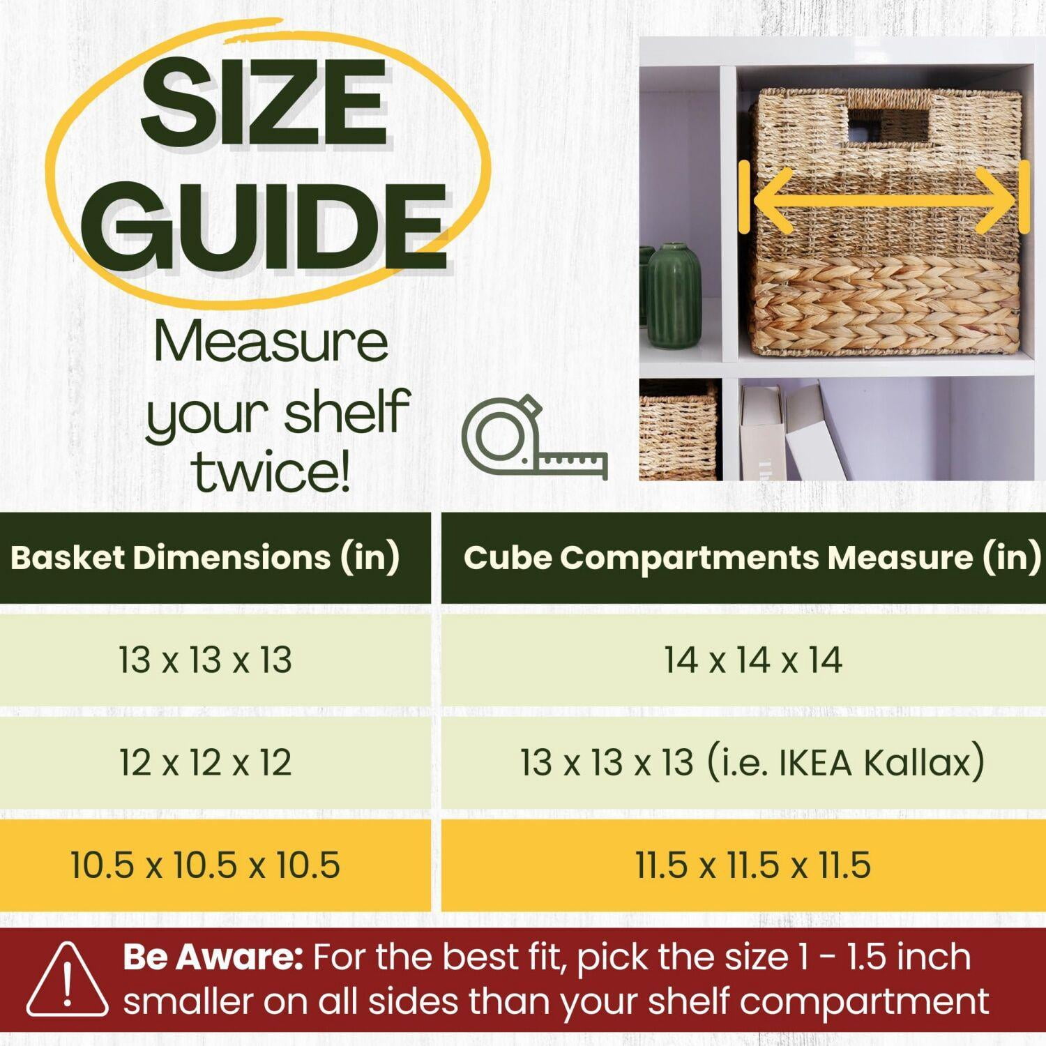 Wicker Storage Basket, Natural Wicker Cube Storage Bin, Hyacinth Cube Storage Baskets, Wicker Baskets, Rattan Woven Baskets, Cube Storage Baskets 11 x 11, Wicker Baskets for Organizing
