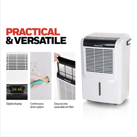 Honeywell - 50 Pint Dehumidifier with Built-In Drain Pump - White