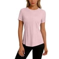 thumbnail image 3 of Uootdi T Shirts for Women Short Sleeve Solid Running Tops Daily Active Style Quick Dry Breathable Fitted Shirts Gift, 3 of 7