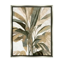 Stupell Industries Boho Palm Plant Botanical & Floral Painting Gray Floater Framed Canvas Art Print Wall Art, 25 x 31