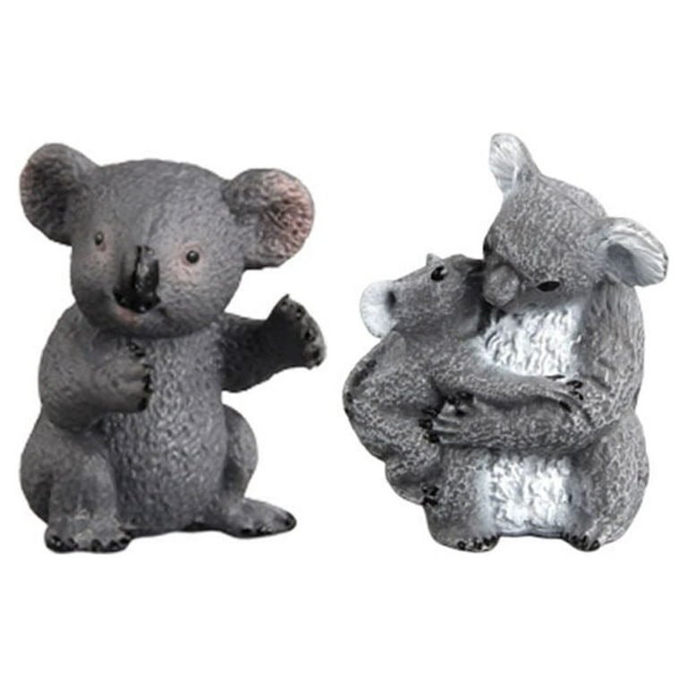 2pcs Koala Family Decorations Plastic Animal Models Simulation Koala Ornament Birthday Gift for Girls Kids, Size: Small