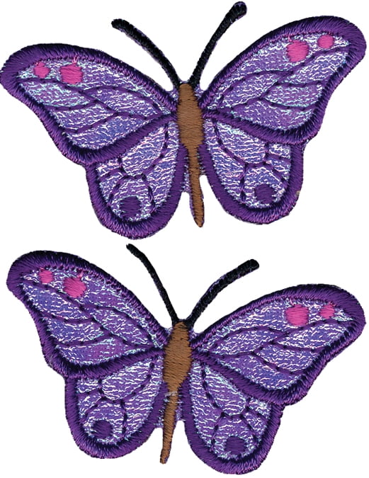 Wrights IronOn Appliques 2/PkgIridescent Butterflies