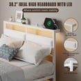 thumbnail image 6 of Satifur Full Size Bed Frame with Upholstered Headboard & Shelf, LED Lights & USB Charging Station, White, 6 of 8