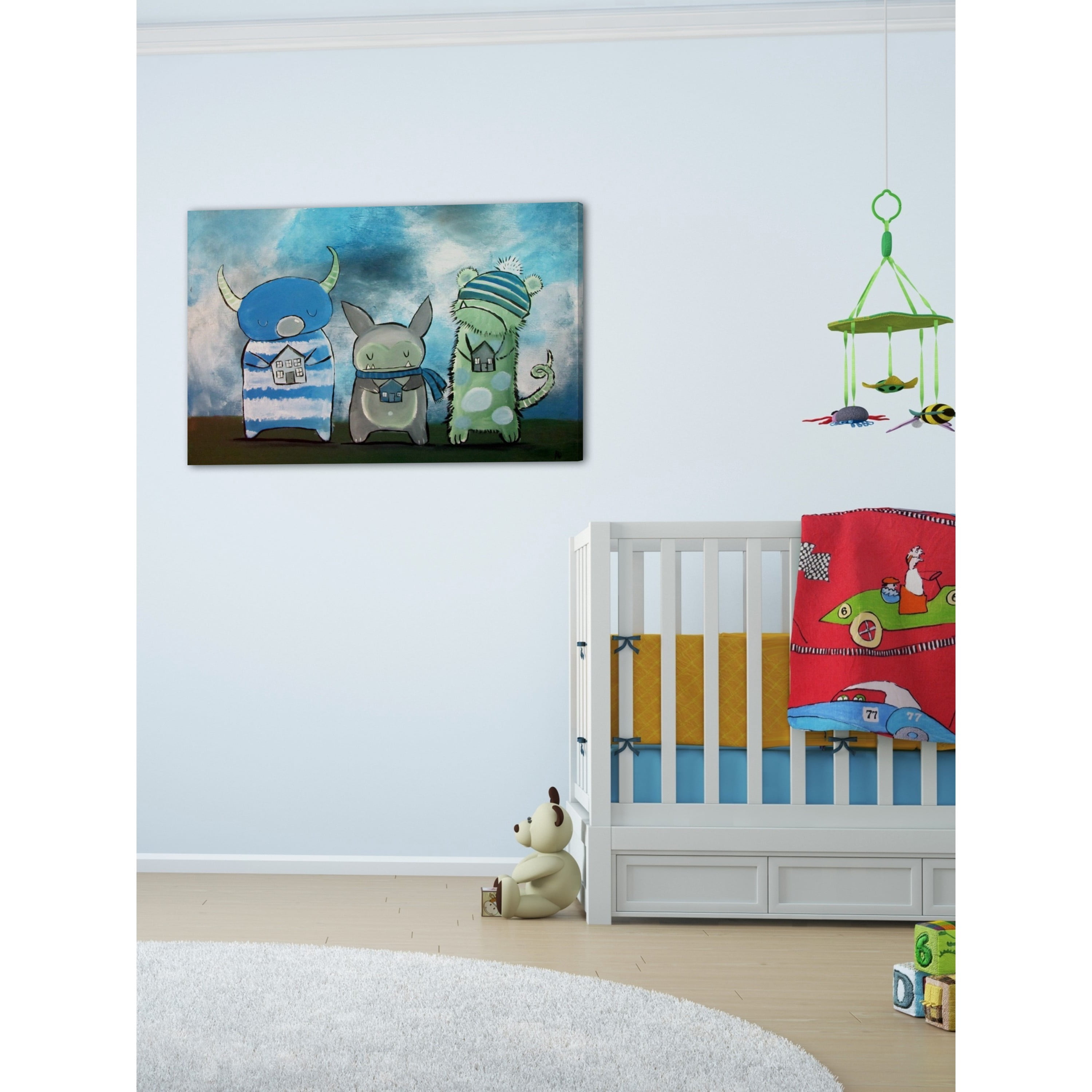 "Tiny Houses" by Andrea Doss Painting Print on Wrapped Canvas