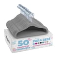 thumbnail image 1 of 50 Ganchos de Terciopelo para Ropa de Bebe, Gancho Plateado Giratorio de 360 Grados GRIS, 1 of 4