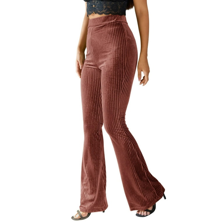 Flare Pants for Women High Waist Velvet Flare Leggings Palazzo