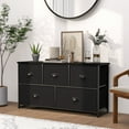 thumbnail image 3 of YKITRDA 5 Drawer Dresser TV Stand, Fabric Storage Chest with Metal Frame, Wide Top Holds TV up to 50 Inch, Clothes Organizer for Bedroom Living Room Entryway, Black, 3 of 10
