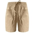 thumbnail image 3 of QLEICOM Womens Athletic Shorts, Plus Size Shorts, Loose Wide Leg Pants High Waist Straight Pants Casual Cotton Linen Shorts Yoga Shorts, Running Shorts, Comfy Beach Shorts, Cycling Shorts Beige XXXL, 3 of 5