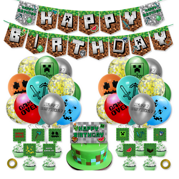 Minecraft Themed Birthday Party Supply Minecraft Party Decorations Boy Birthday Party Decorations Walmart Com