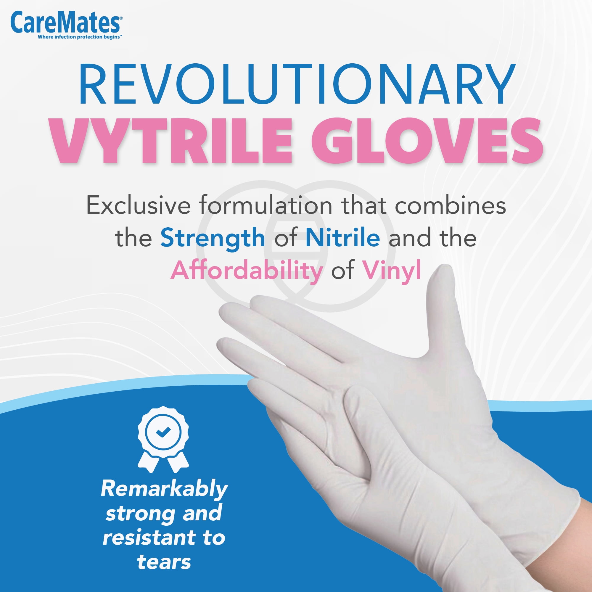 CareMates Vytrile Examination Gloves, X-Large, 100 Count