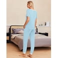thumbnail image 4 of Ekouaer Pajamas for Women Set 2 Piece Lounge Set Short Sleeve Pjs Joggers Long Pants Sleepwear with Pockets, 4 of 6